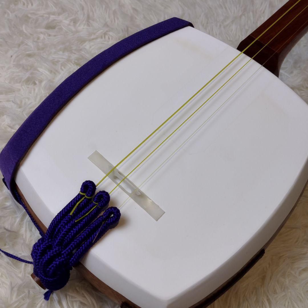 比較的美品 初心者おすすめ 津軽三味線 太棹 正寸 合皮 花梨 胴掛け 糸