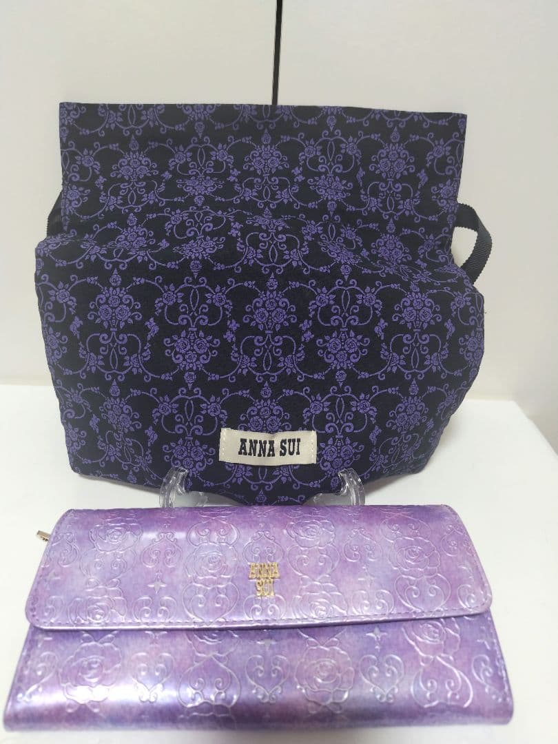 極美品✨ANNA SUI アナスイ ローズハート 長財布 エナメル パープル