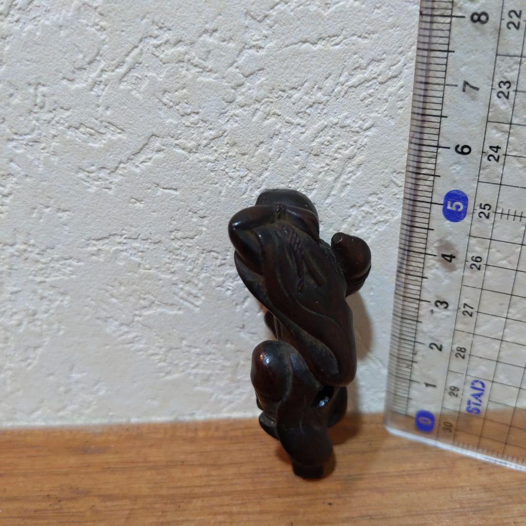 時代提げ物 江戸時代木彫根付 【瓢箪仙人】高さ約5.8cm 重さ