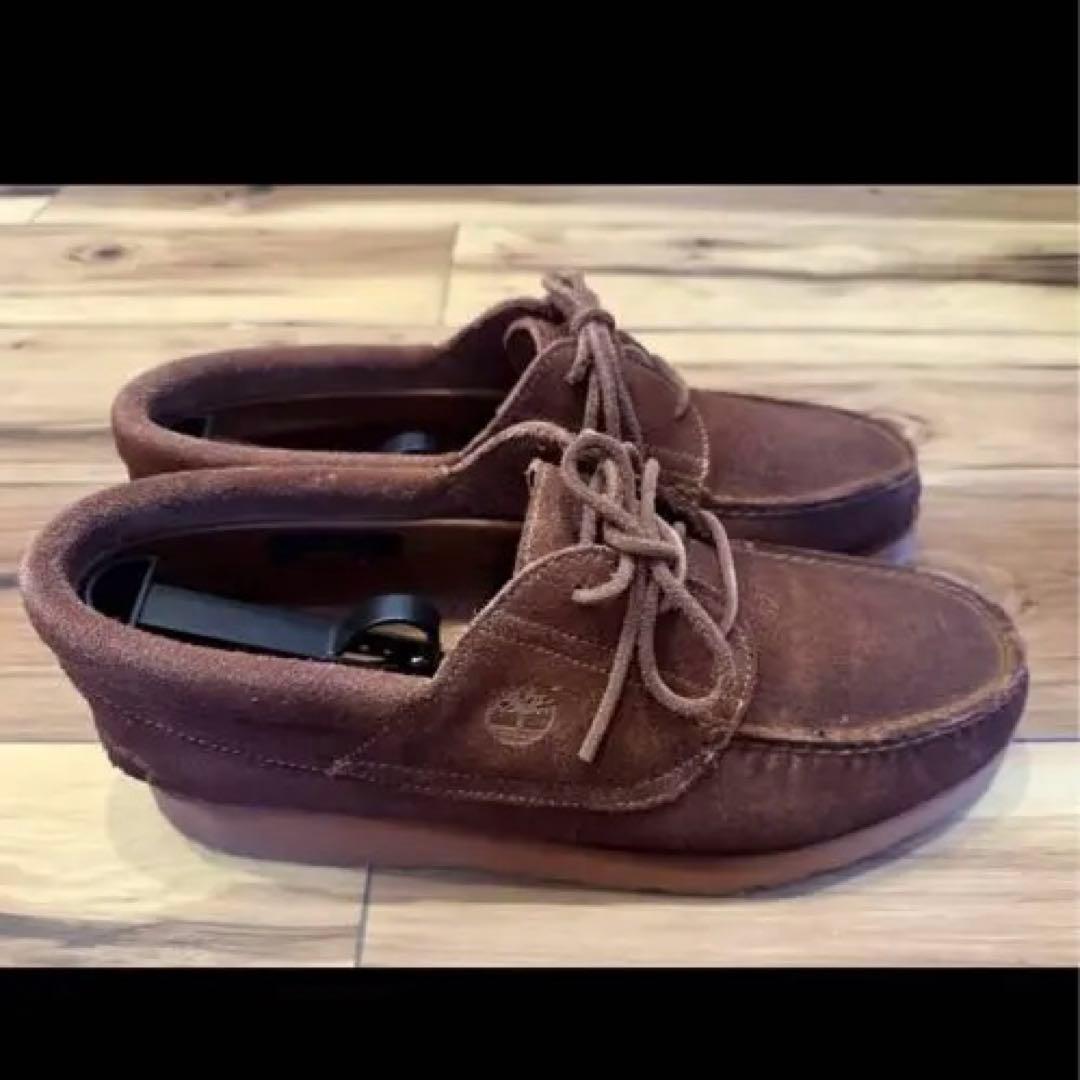 Timberland ブラウン スエード モカシン シューズ デッキシューズ