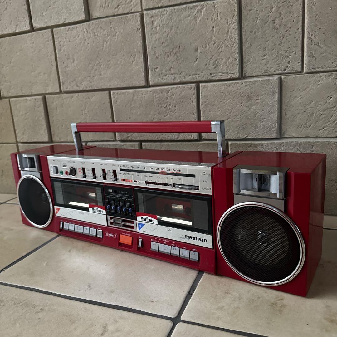 HITACHI PERDISCO TRK-W3 バブルラジカセ 赤 昭和レトロ - メルカリ