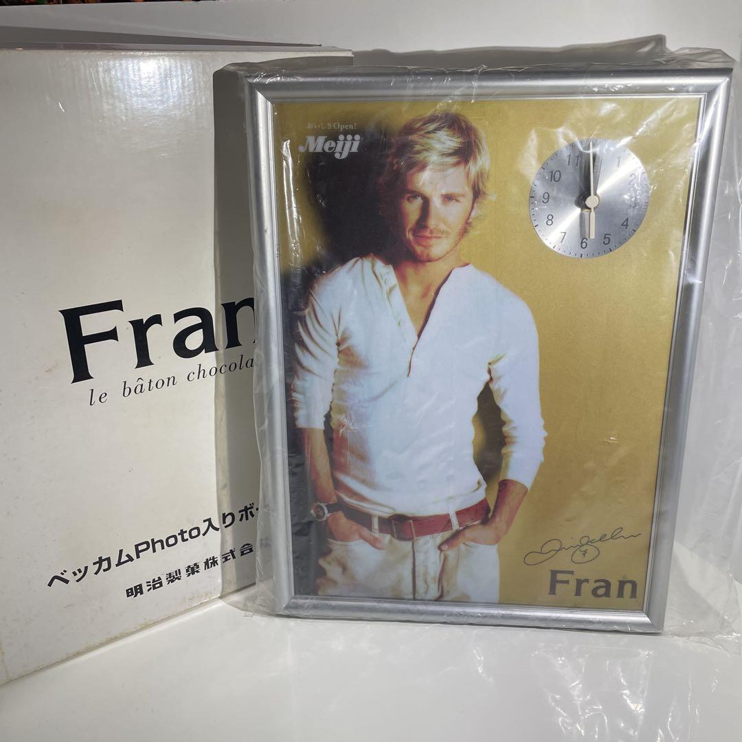 非売品 明治 Meiji Fran ベッカム サイン入り フォト入ボード時計