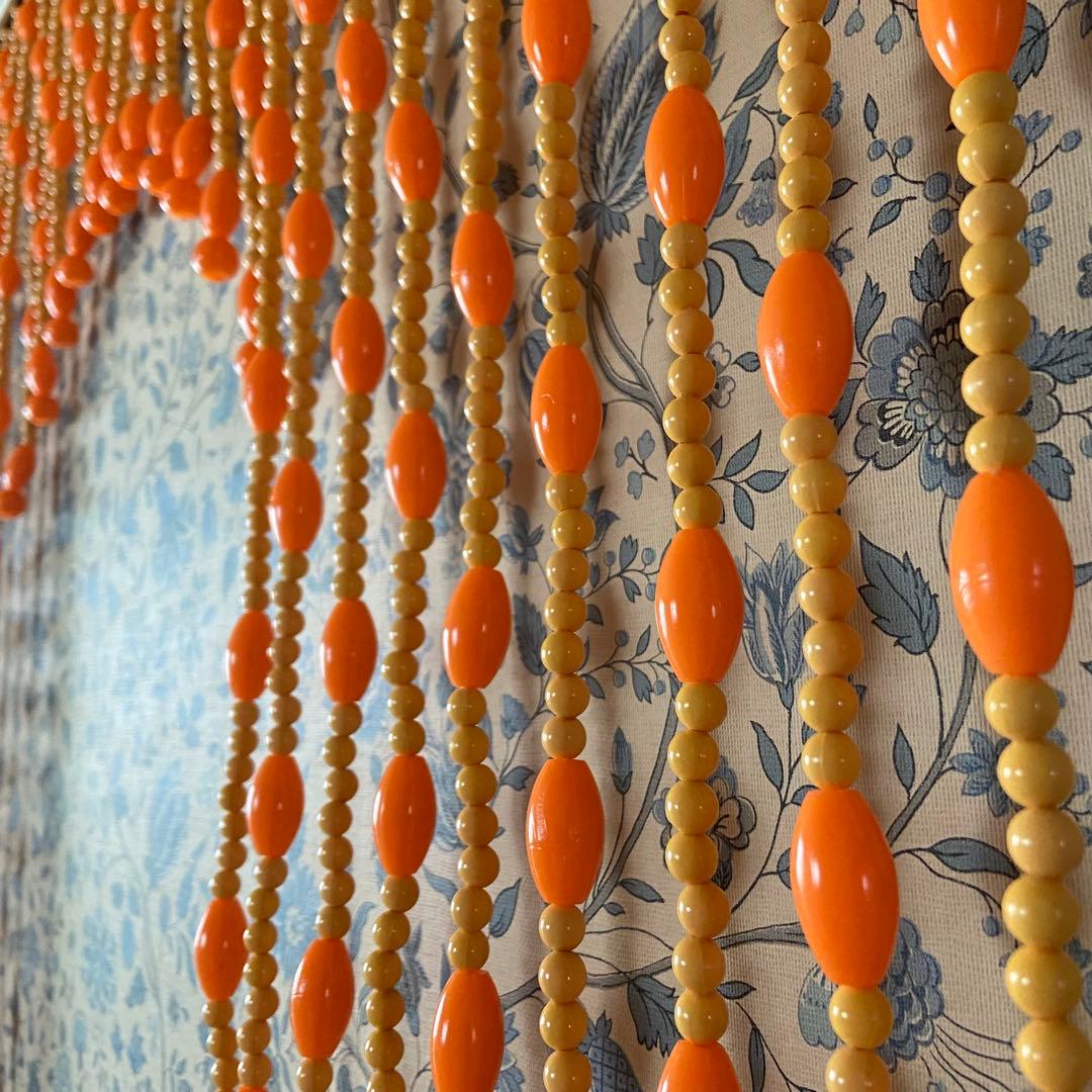 昭和レトロ ビーズのれん オレンジ 当時物 レトロポップ デッド