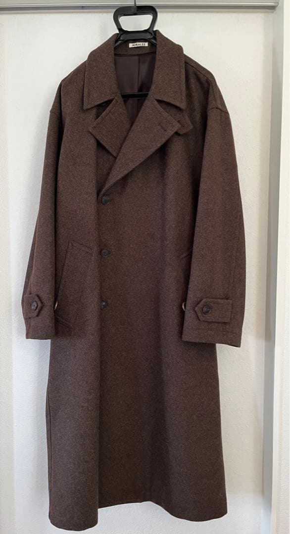 AURALEE SUPER MILLED WOOL COAT 4 タグ付 AURALEE】 SUPER MILLED SHETLAND WOOL DOUBLE-BRESTED COAT
