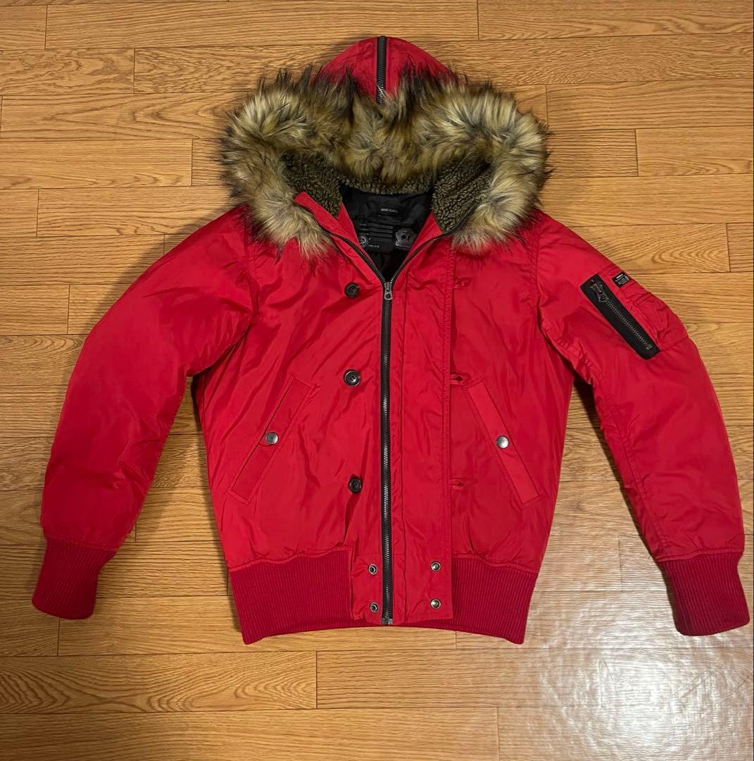 DIESEL n2b ファー付きフライトジャケット 赤 レッド DIESEL n2b ファー付きフライトジャケット 赤 レッド - メルカリ