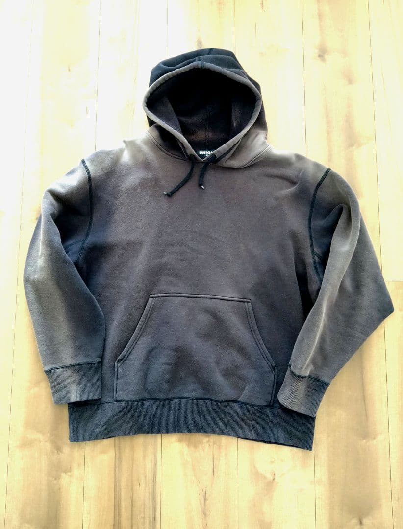 オールドユニクロ紺タグ 鬼フェード スエットパーカー ナス紺