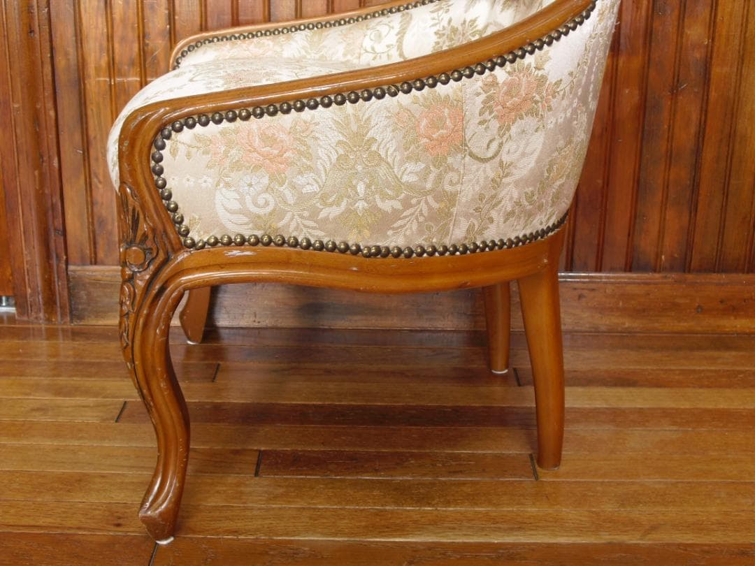 イタリア製☆ロココ様式☆スプーンバックチェア☆猫脚 鋲打ち 高級