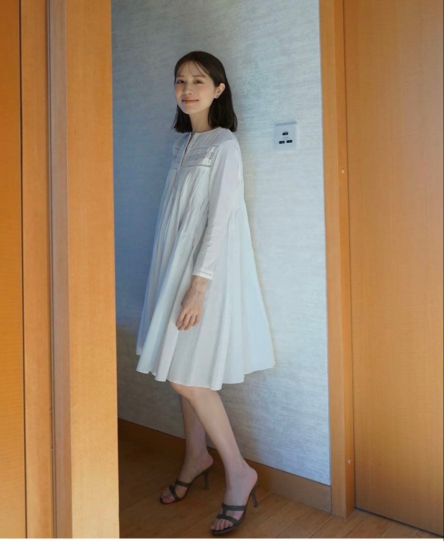 L´AUBE BLANC Pin-tuck Lace Mini Dress