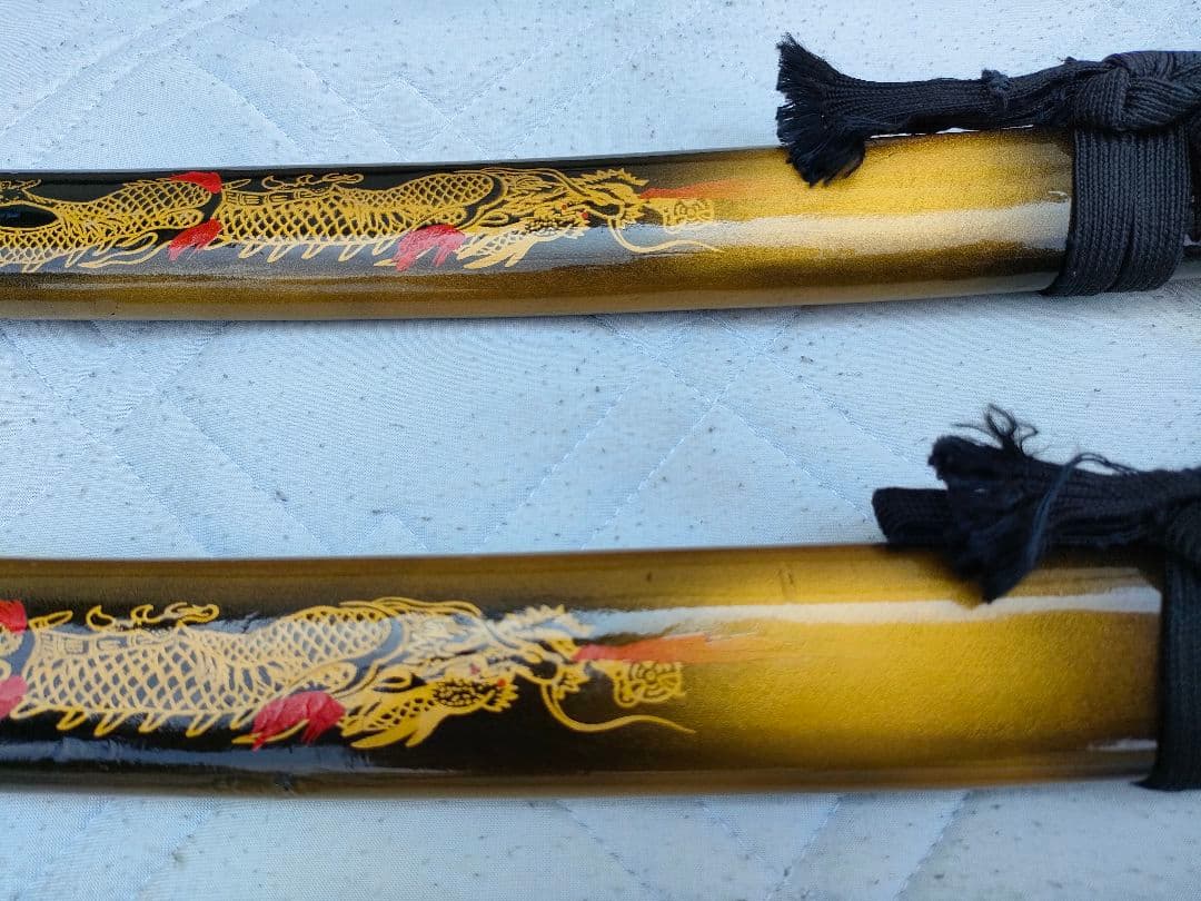 G*W様 模造刀 2本セット 龍 黒鞘 金 コスプレ 日本刀