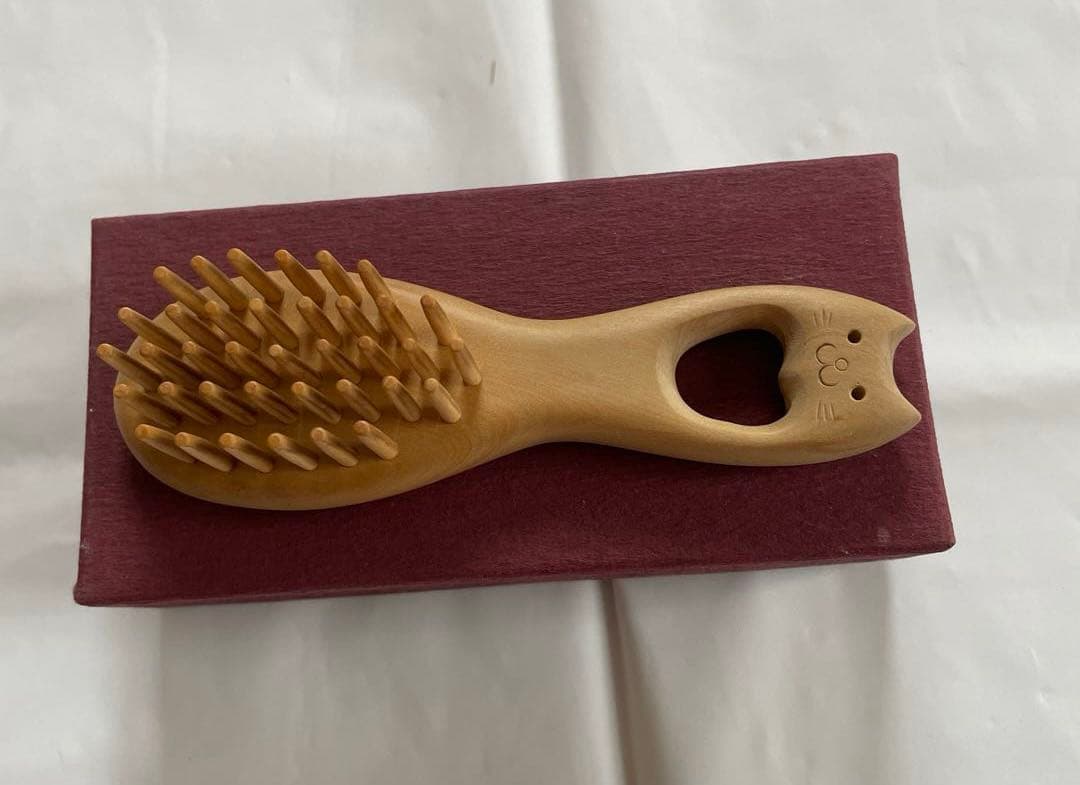 別府工芸　つげの櫛　猫型 ねこ型 ブロー小 (別府つげ工芸) | めぐりて