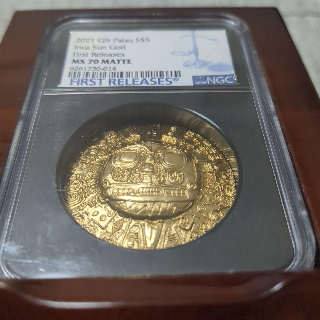 NGC MS70】2021 パラオ $5 インカ太陽神 金色記念貨 - メルカリ