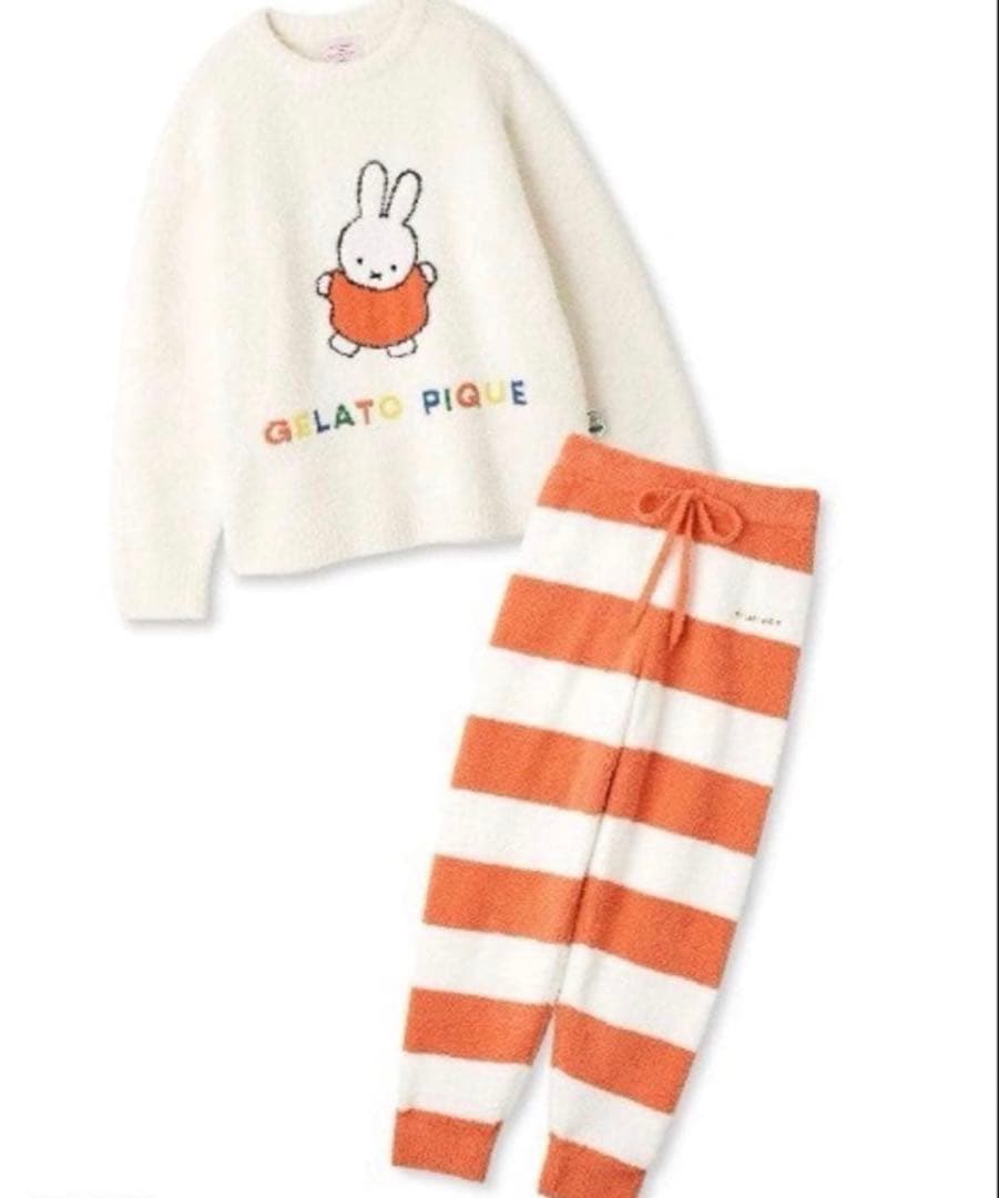 ジェラートピケ　ジェラピケ　ミッフィー　ベビモコプルオーバー＆ロングパンツセット 新品】ジェラートピケ キッズ ベビモコプルオーバー&ロングパンツ
