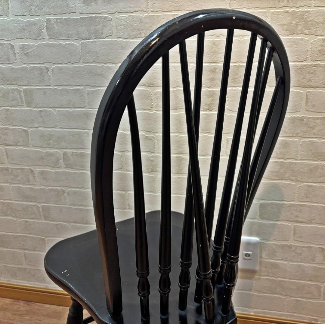 秋田木工 アンティーク レトロ ブラック スピンドルバック ウィンザー