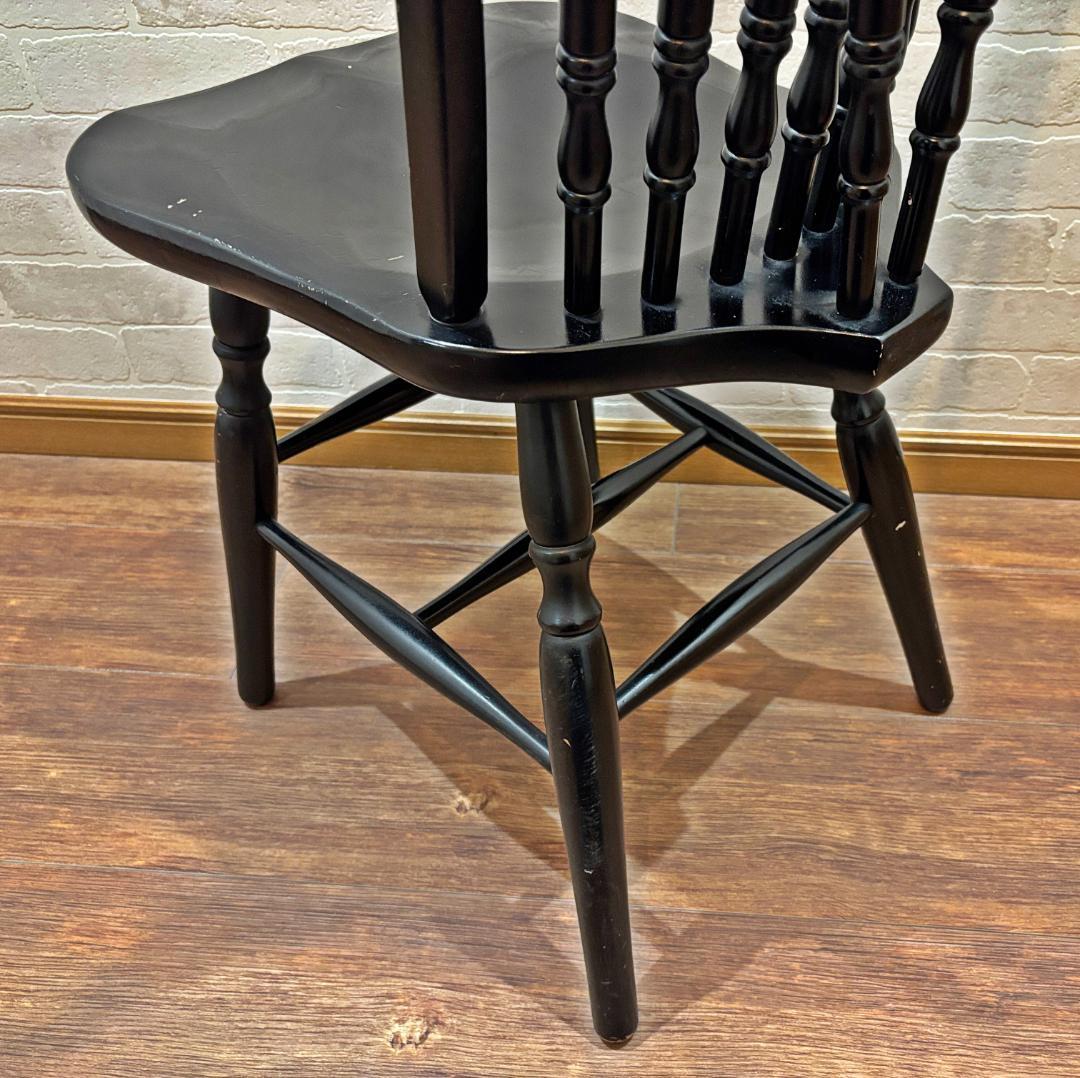 秋田木工 アンティーク レトロ ブラック スピンドルバック ウィンザー