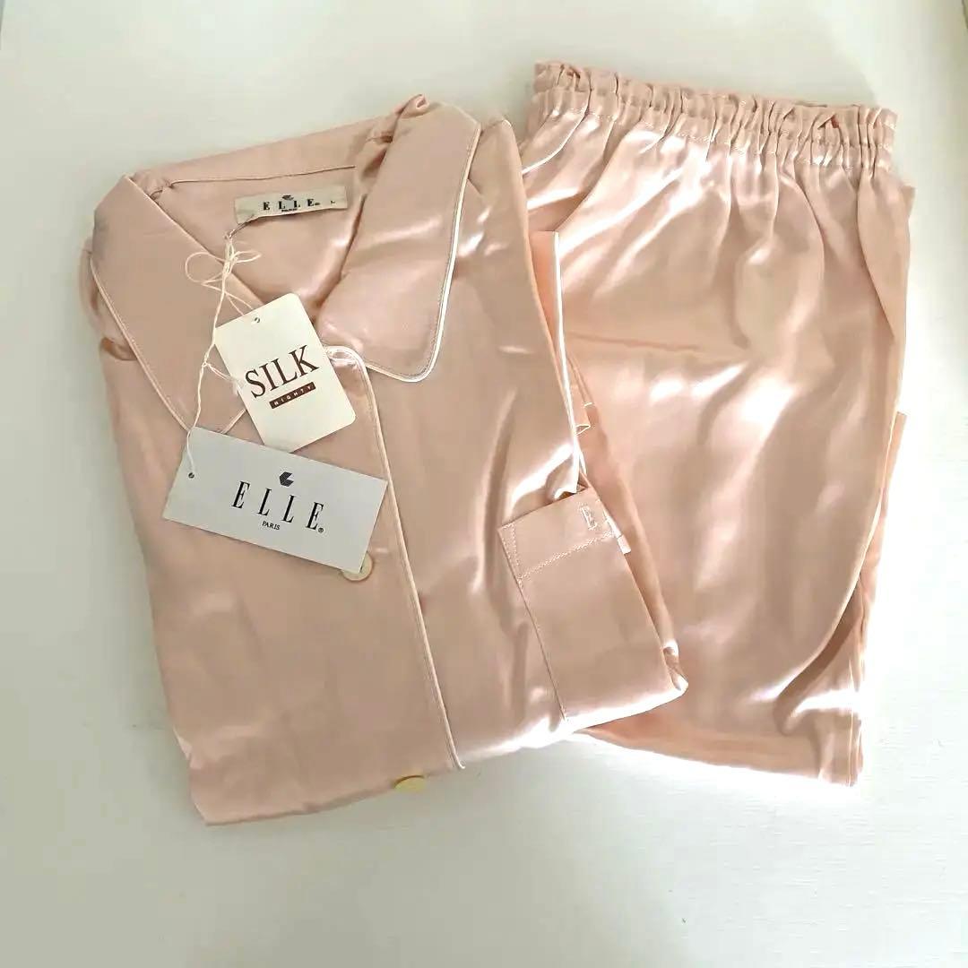 ELLE シルク 長袖パジャマセット ピンク Suteteko（ステテコ） シルク100% パジャマ レディース 長袖 ニット