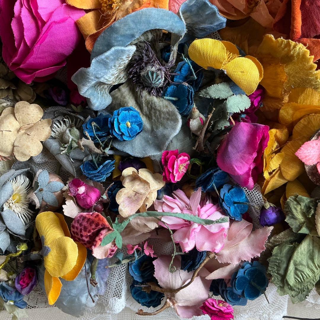 2：フランスアンティーク 枯れた布花 パーツ ブロカント ハンドメイド素材