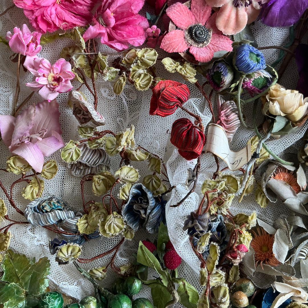 2：フランスアンティーク 枯れた布花 パーツ ブロカント ハンドメイド素材