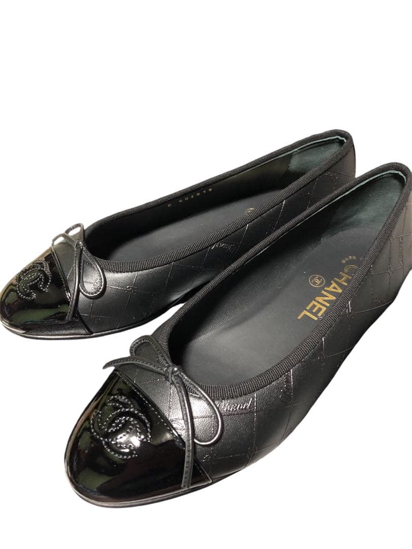 値下げ中】CHANEL シャネル バレエシューズ ブラック レザー - メルカリ