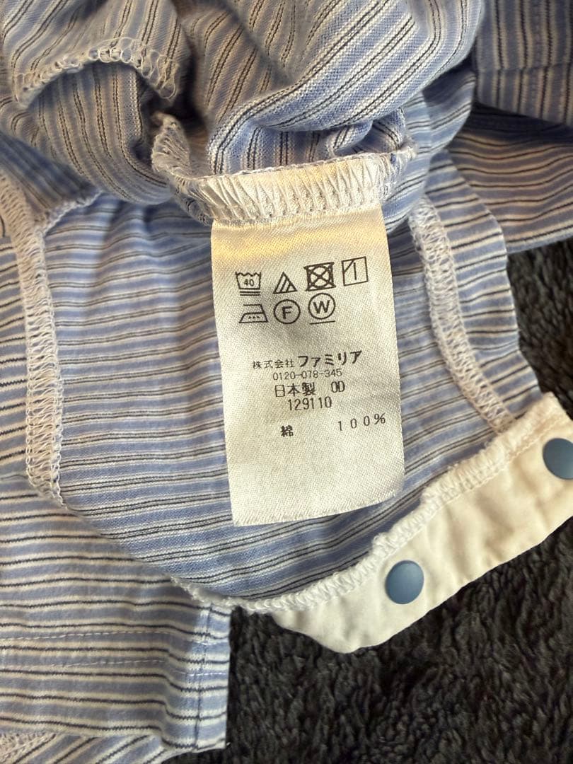 familiar ストライプロンパース 70サイズ 2枚セット - メルカリ