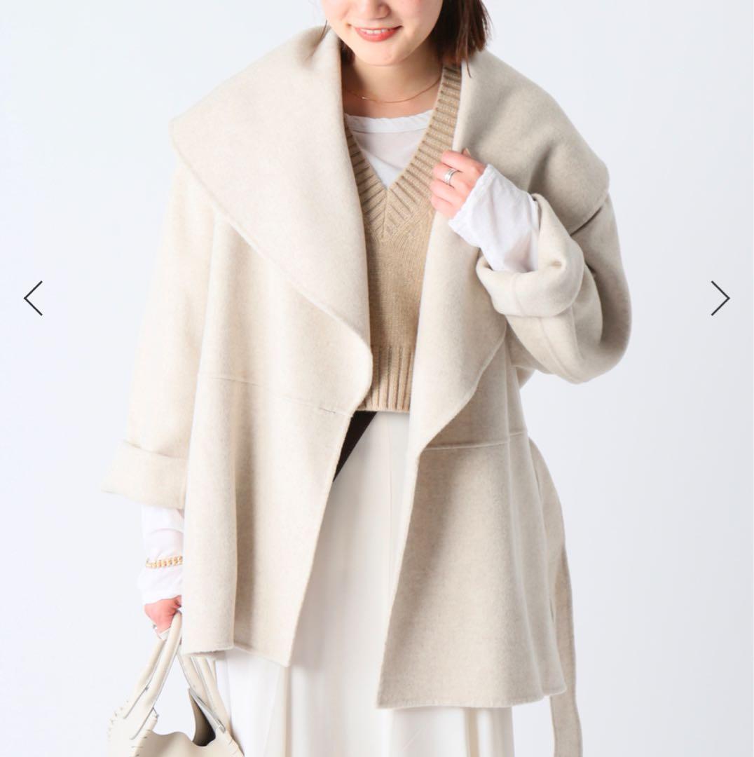 Plage ハミルトンワイドカラーショートコート ウール ベルト付 36