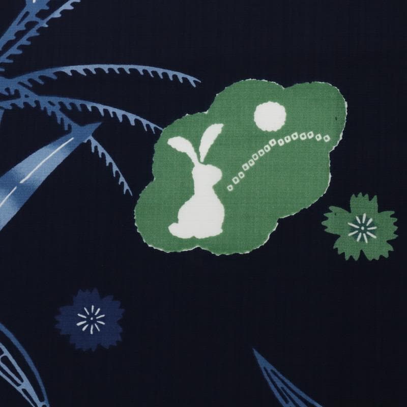 《洗える浴衣♪セオアルファ◆雲文に飛びうさぎ■夏着物■紺色◆化繊◆UA5-42》