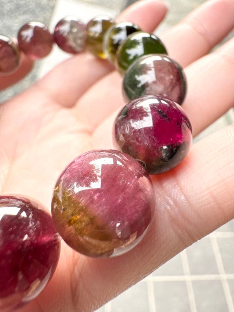 ウォーターメロントルマリン 13.5mm 大玉 ブレスレット 天然石 トルマリン