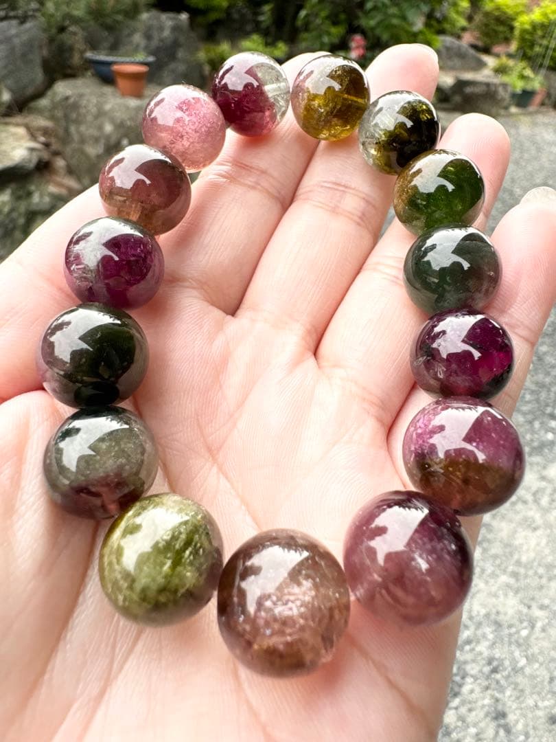 ウォーターメロントルマリン 13.5mm 大玉 ブレスレット 天然石 トルマリン
