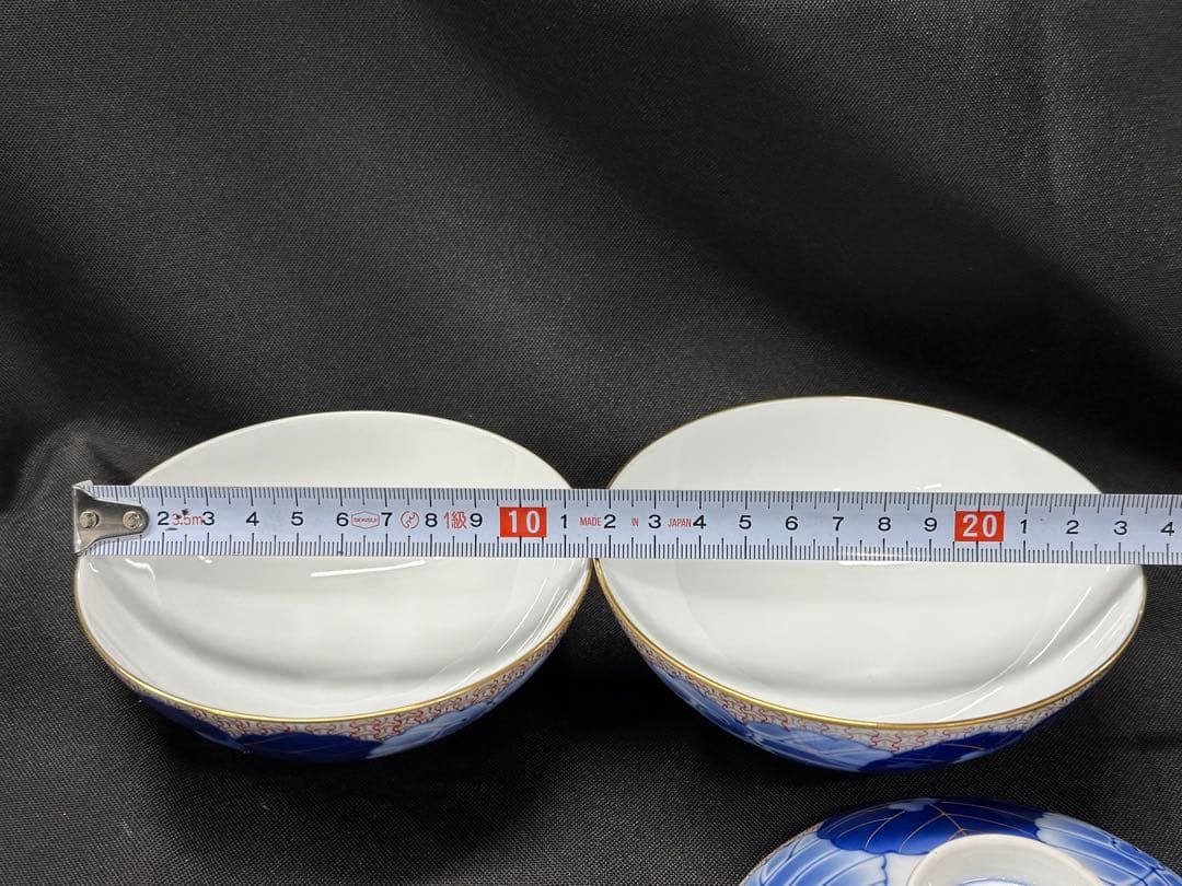 美品】香蘭社 染錦模様 磁芸工房 睦揃 夫婦 茶碗 湯呑 飯碗