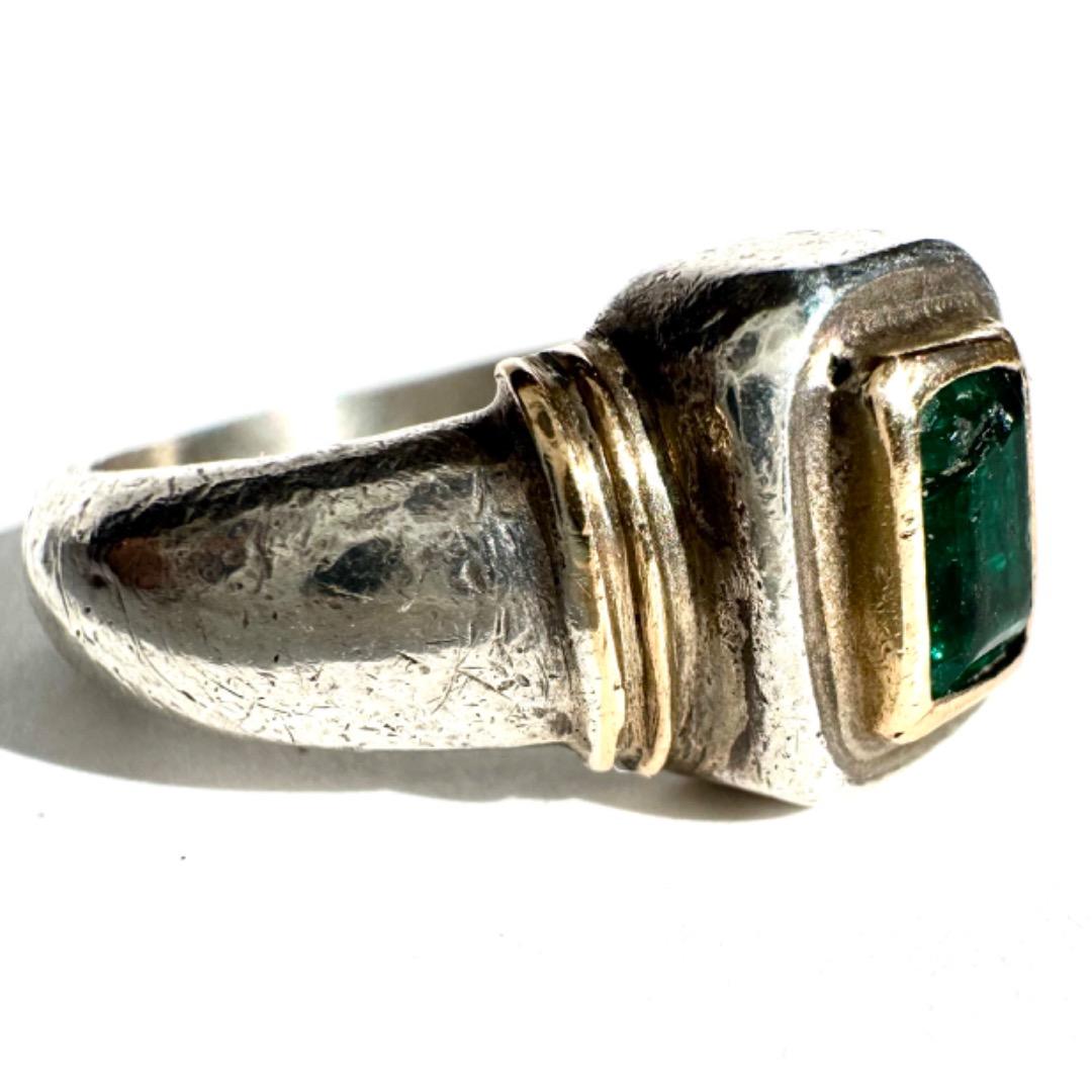 ＊Silver x K18 Combination \"Emerald\" Ring