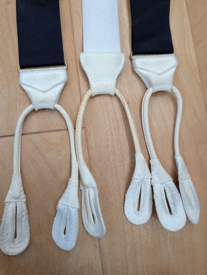 Albert Thurston サスペンダー 4本セット／ボタン留め用 革エンド