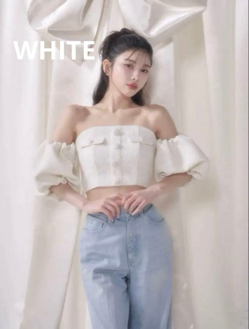 おまけ付きDarich♡ダーリッチ♡オフショル♡ツイード♡ホワイト Darich（ダーリッチ） ボンディングツイードオフショルチュニック