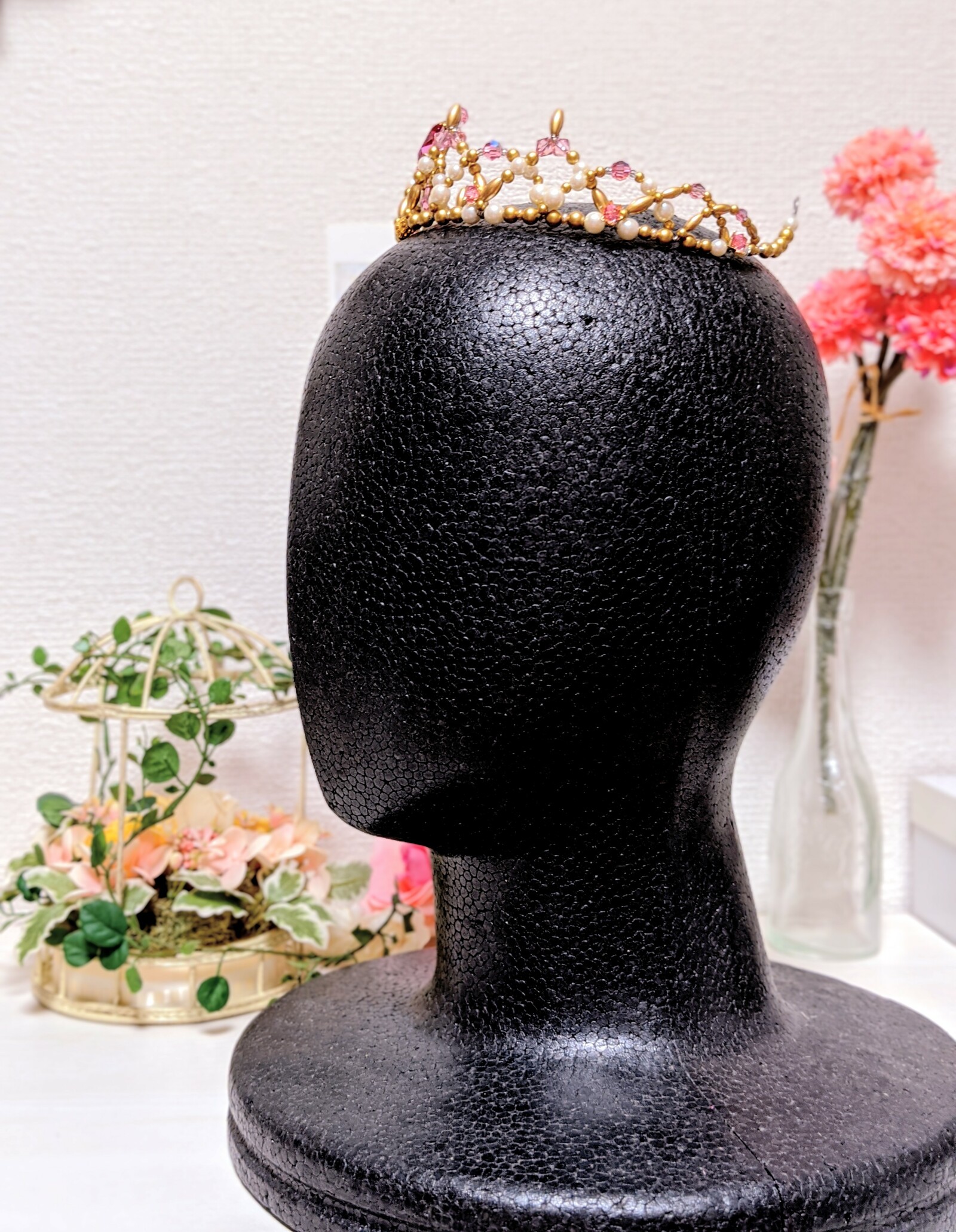 一点もの バレエティアラ ピンク フラワー お花 コンクール 発表会