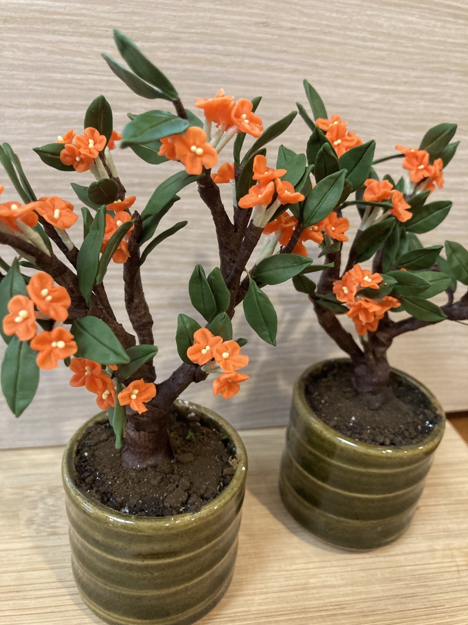 再販しました！》樹脂粘土製ミニチュア盆栽〈金木犀〉 - AB-Hachi