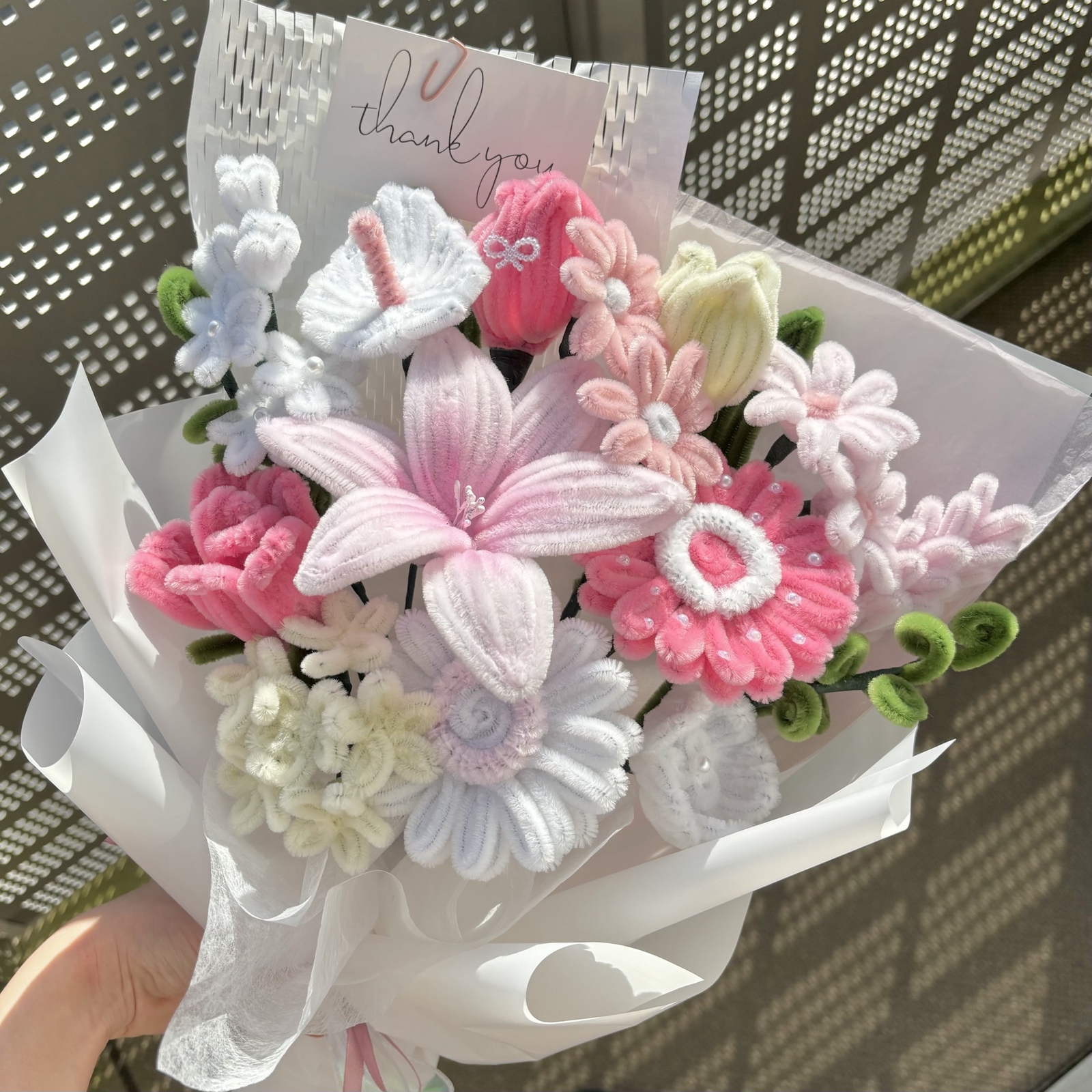 モールフラワー🩷ピンクパープル💜韓国花束 枯れないお花