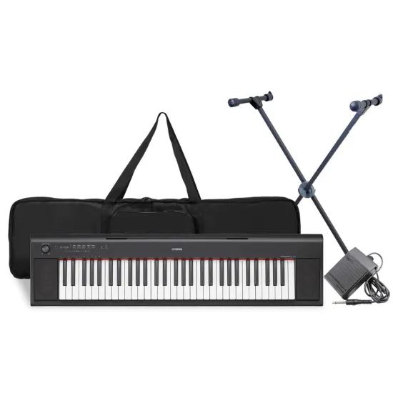 Kit Teclado Piaggero YAMAHA NP-12 Preto + Acessórios - Mundomax