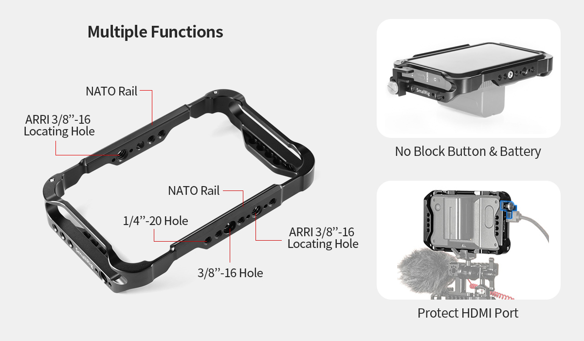 Camera Cage | For Atomos Shinobi & NATO Rails | SmallRig
