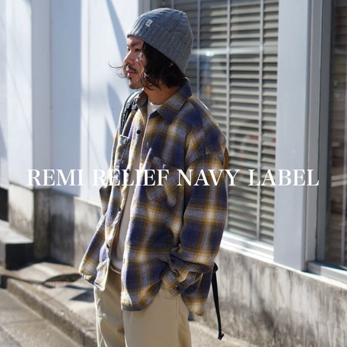 REMI RELIEF NAVY LABEL】肌触りの良いネルチェックシャツ / スタッフ