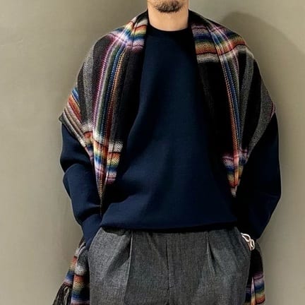 HI―LINE ウール スムース クルーネック ニット ‐ウォッシャブル‐