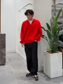 OWNESS＞フレンチ ウール アゼ スキッパー ニット