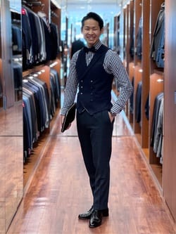 CLASSICO TAPERED】【春夏】6釦2掛けダブルスーツ 2タック/ネイビー