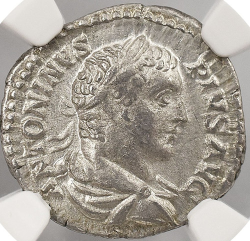 NGC鑑定 Ch XF 5/5 3/5 ローマ帝国 カラカラ帝 デナリウス銀貨 198–217