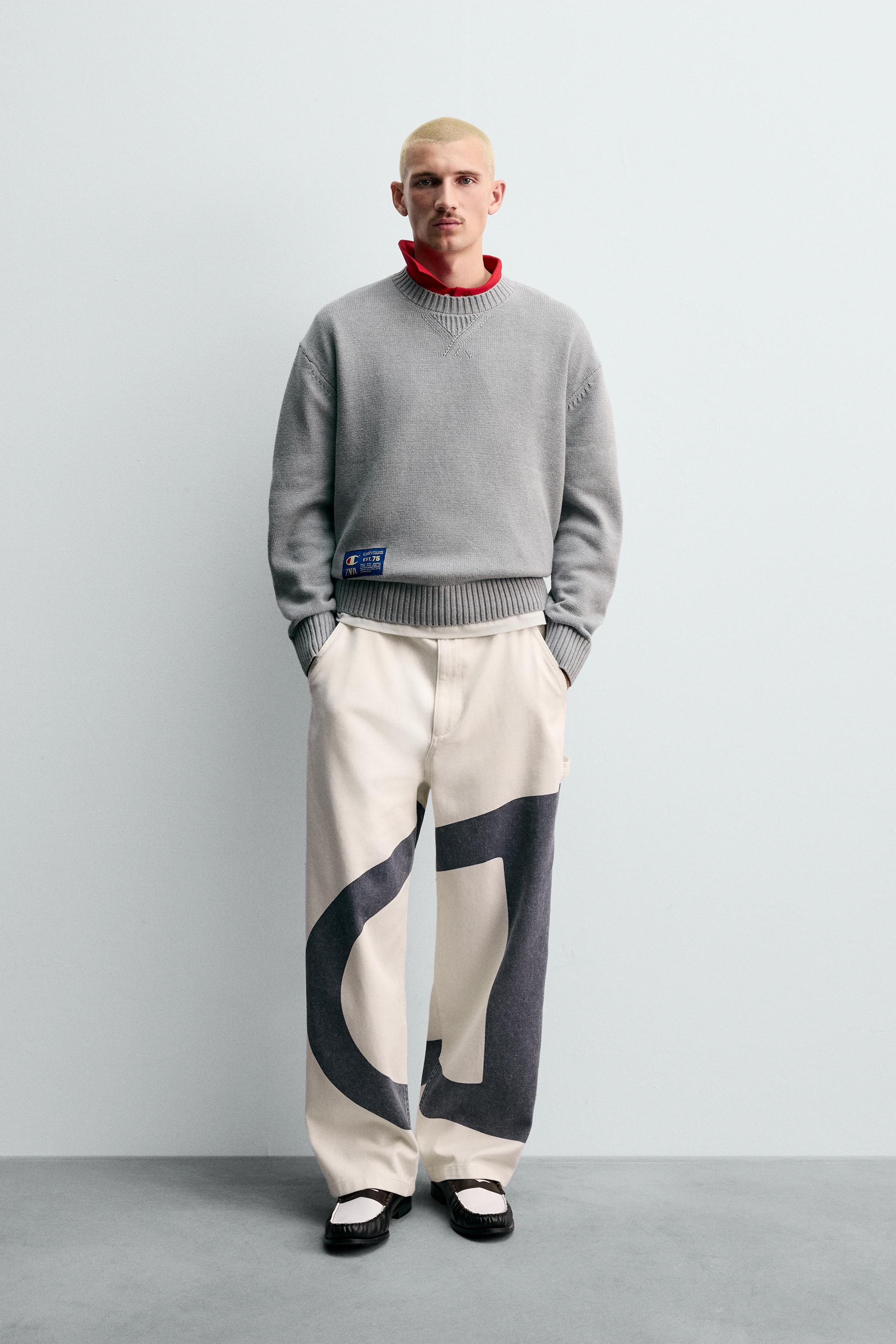 GESTREIFTER PULLOVER MIT CHAMPION®-PATCHES X ZARA - Grau | ZARA