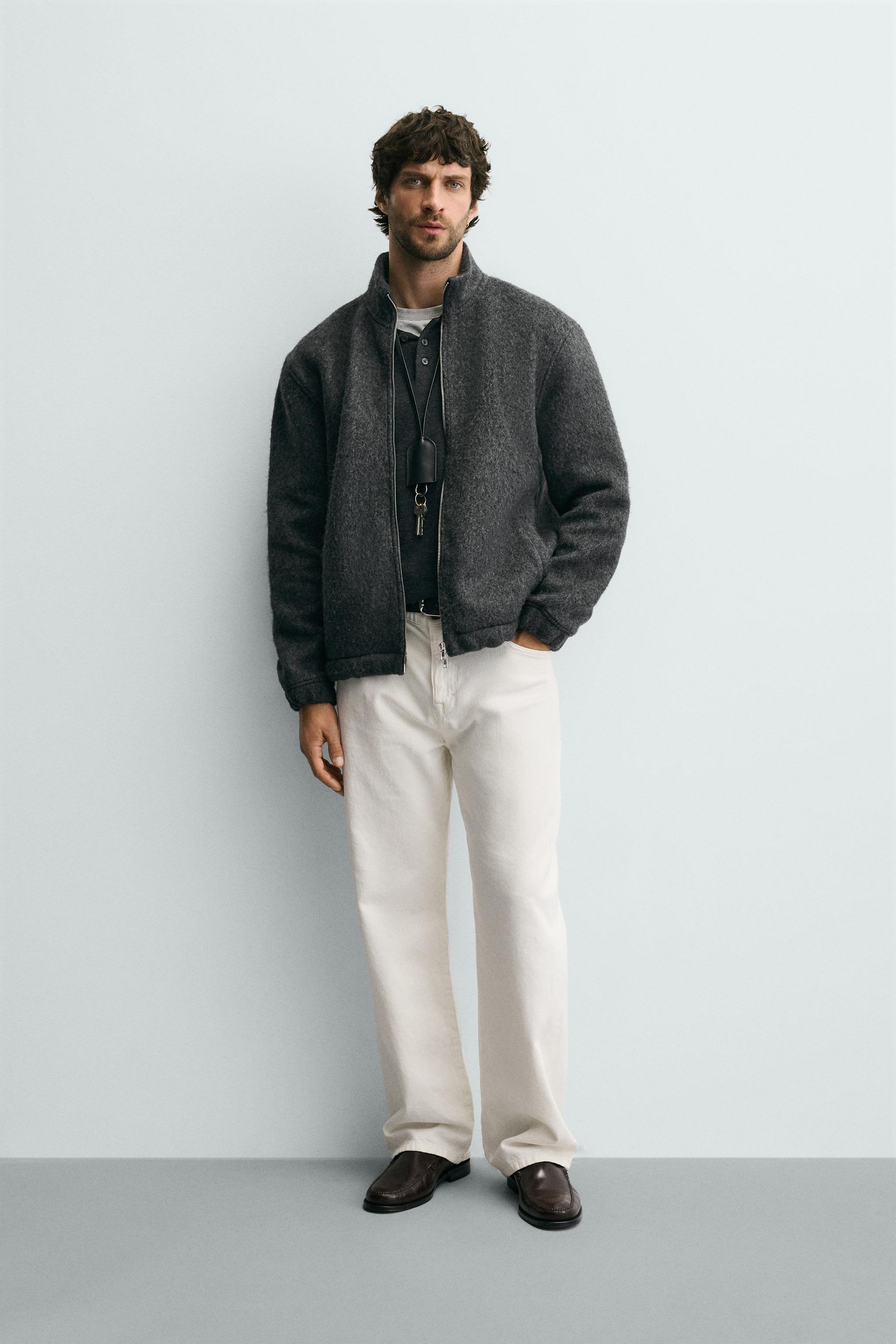 RELAXED FIT TEXTURED JACKET - Anthracite Gray | ZARA United States