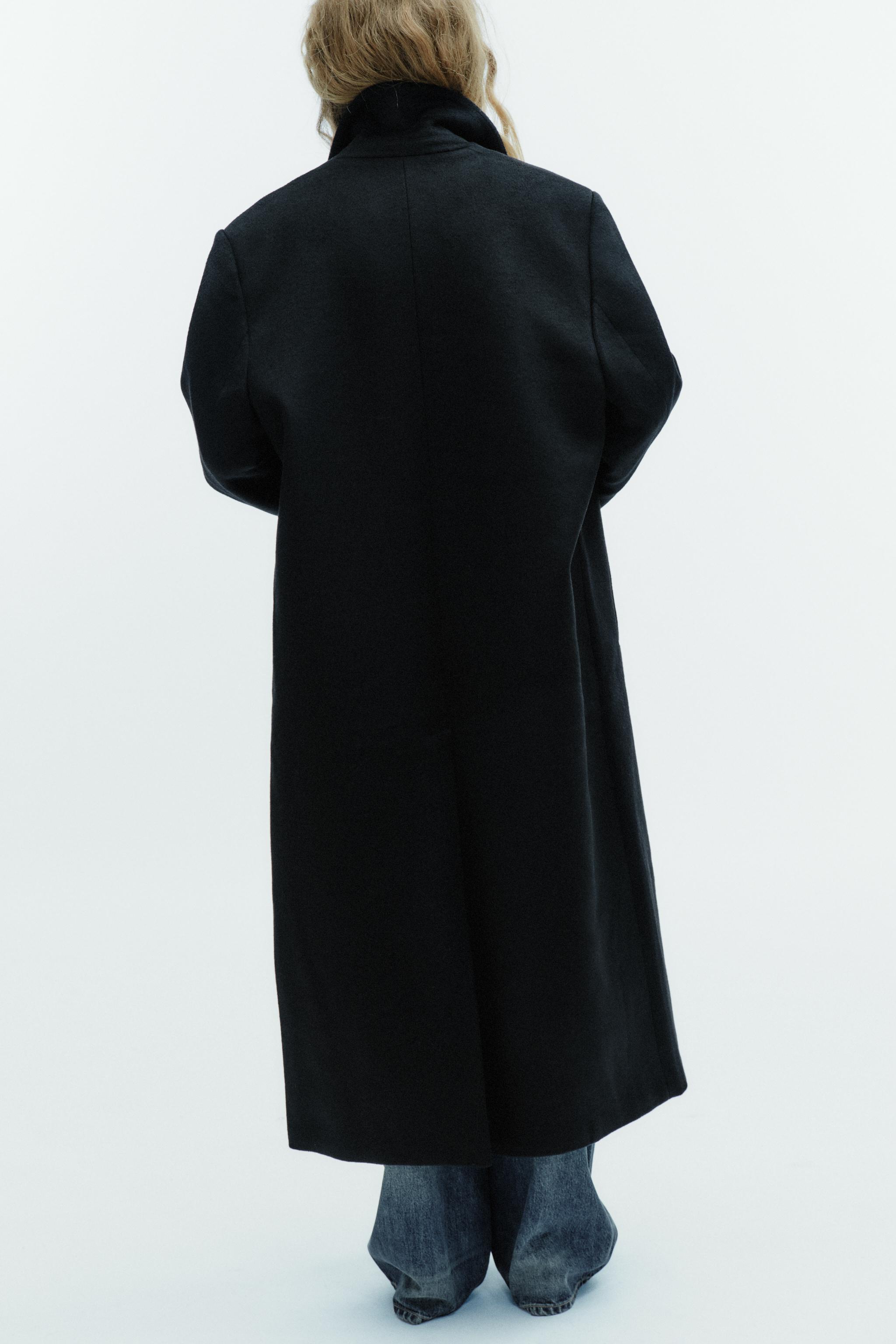 ウール混紡エクストラロングコート - ブラック | ZARA Japan / 日本