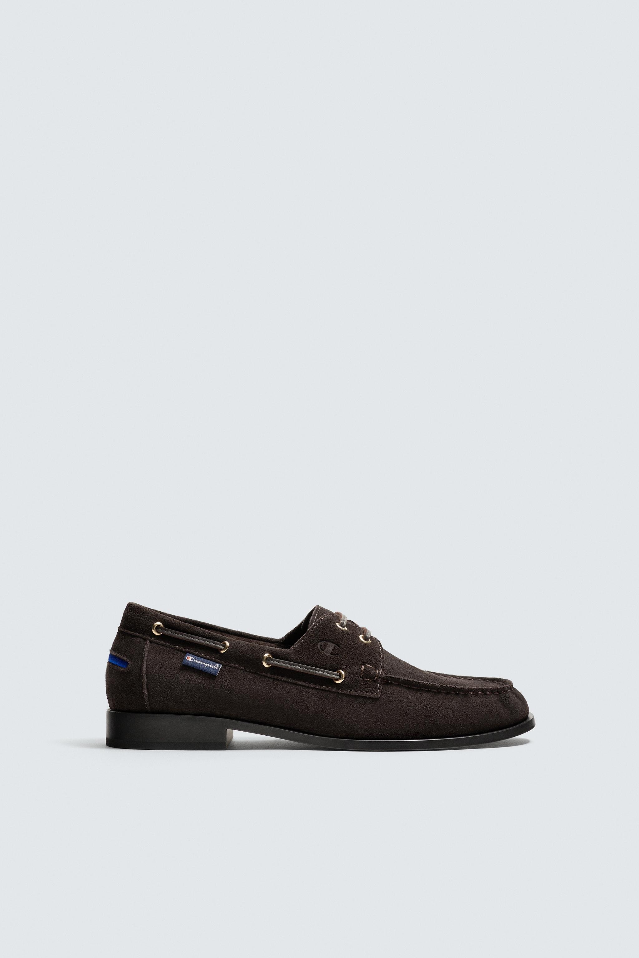 CHAMPION ® X ZARA LEATHER BOAT SHOES - Brown | ZARA United States