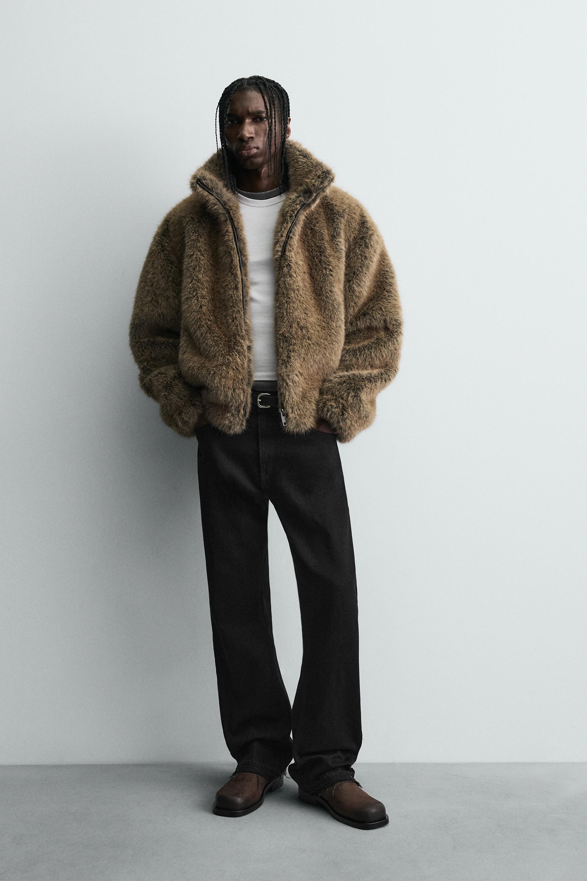 ショートフェイクファーコート - ブラウン | ZARA Japan / 日本