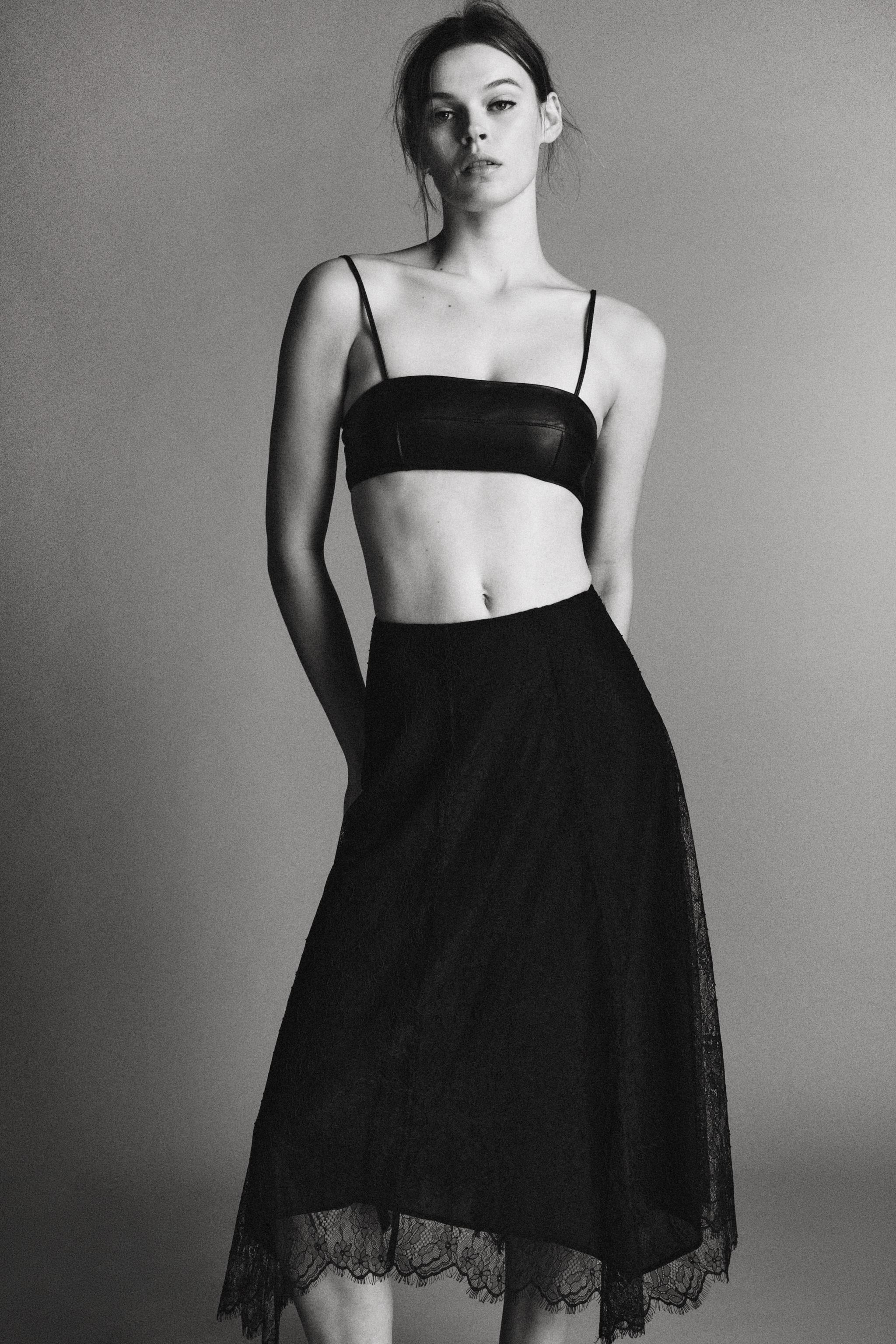 LACE MIDI SKIRT ZW COLLECTION - Black | ZARA Canada