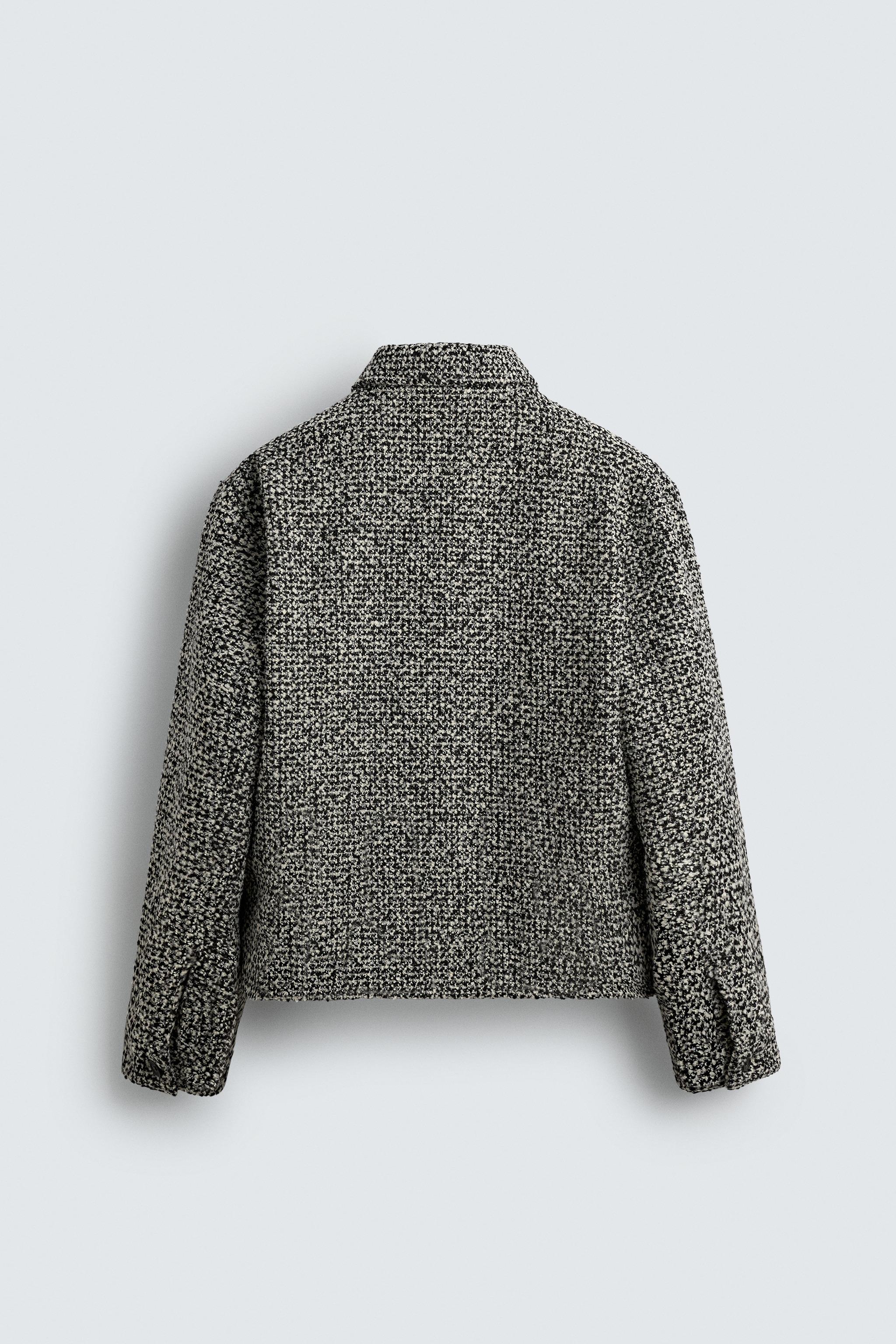 TEXTURED OVERSHIRT WITH POCKETS - Black / White | ZARA Singapore