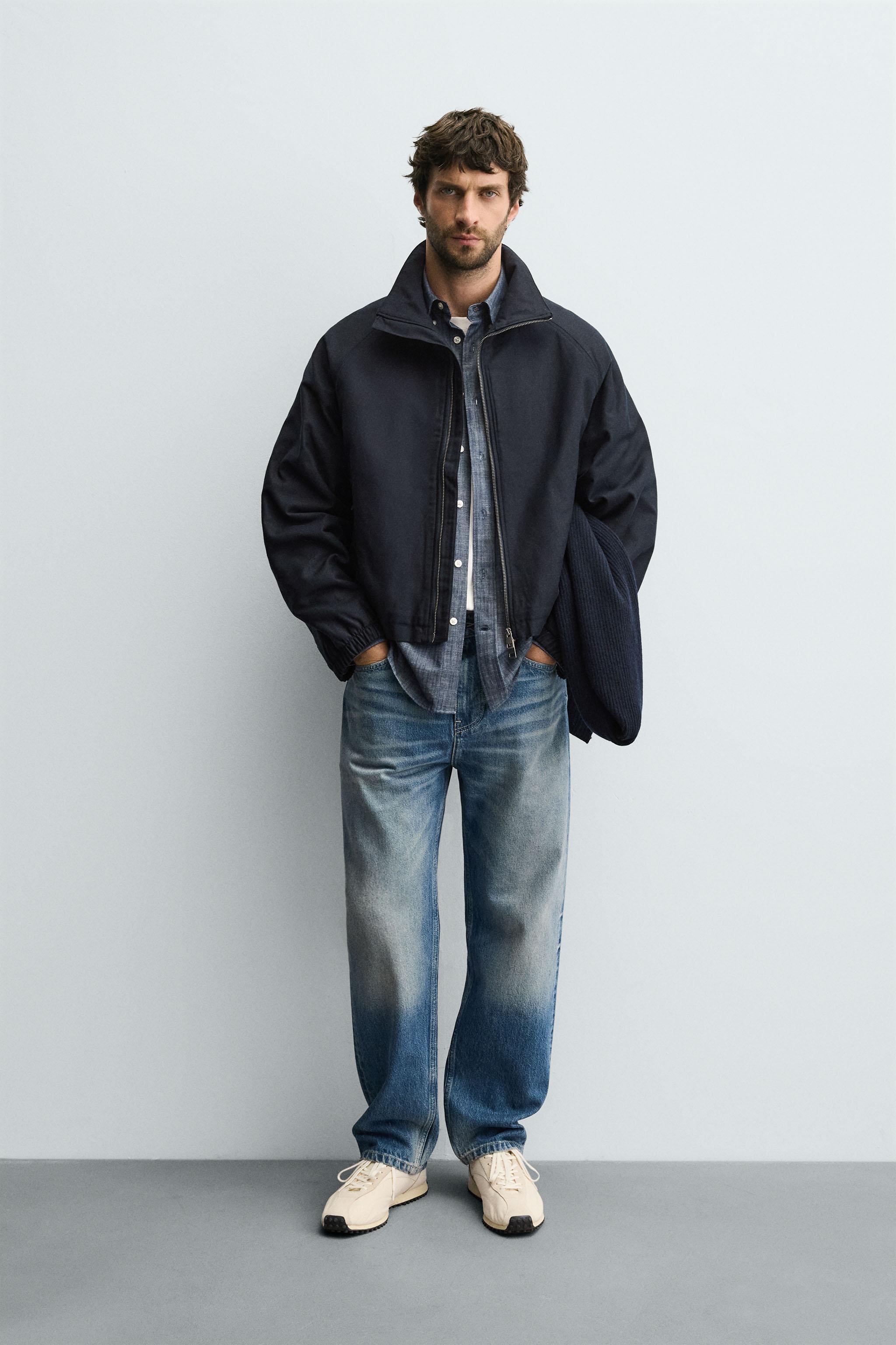 クロップドフィットパフジャケット - ブルー | ZARA Japan / 日本