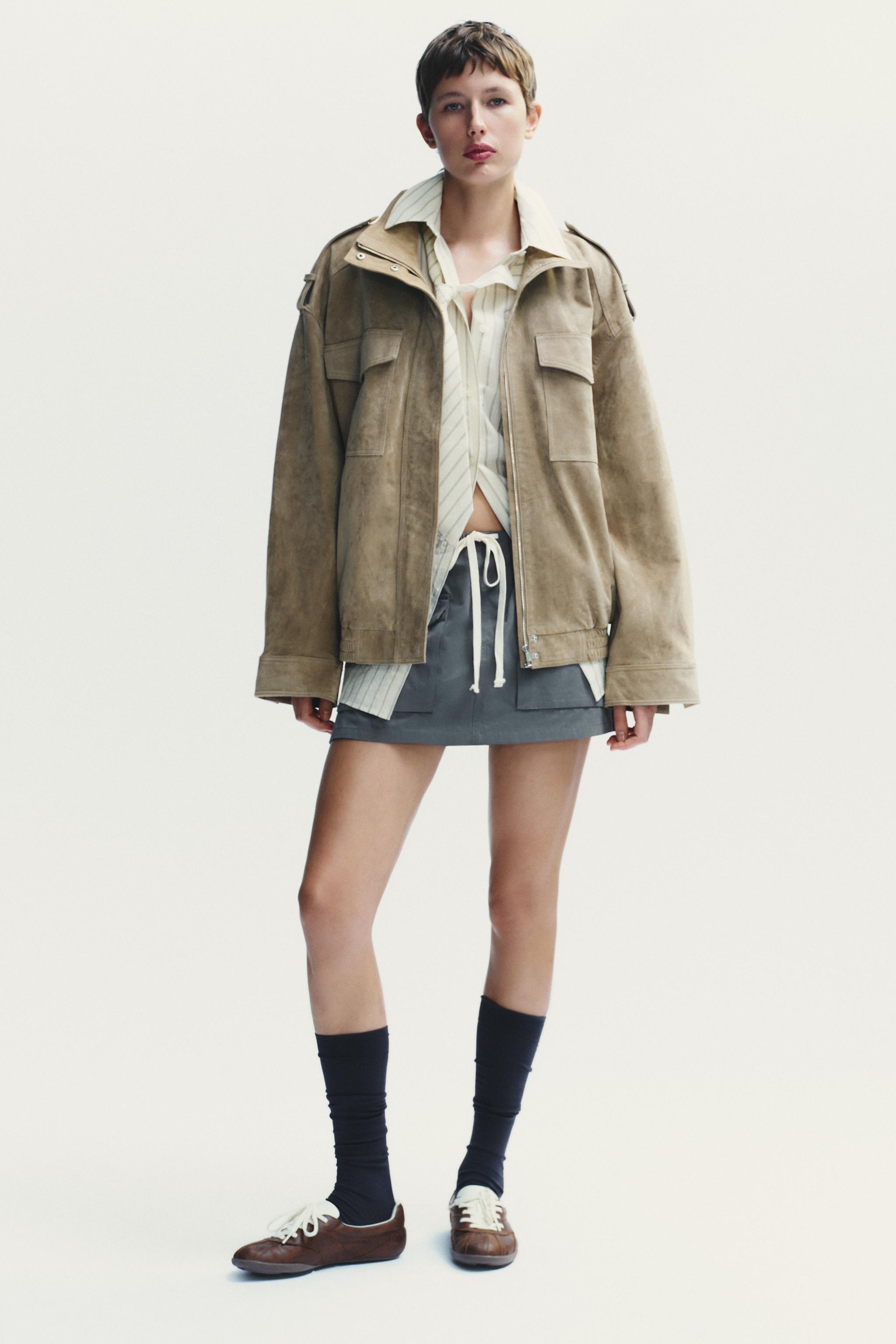 スエードレザージャケット - ブラウン/モール | ZARA Japan / 日本